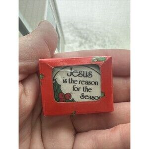 Vintage Lapel Pin Jesus is the Reason For The Season Holiday Christmas Porcelain